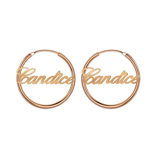 925 Sterling Silver Custom Hoop Diamond Name Earrings