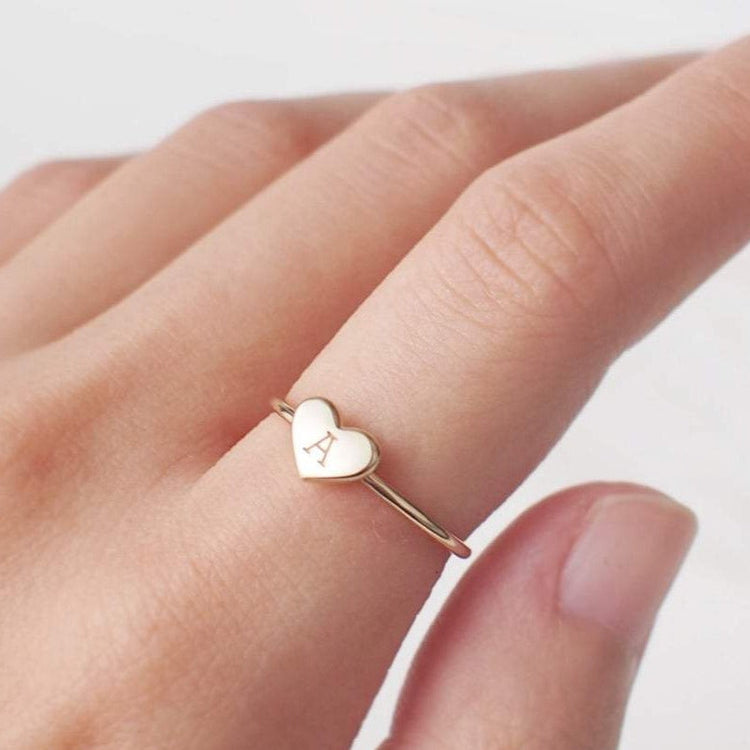 Bague Coeur Personnalisée Argent 925 Plaqué Or 18K