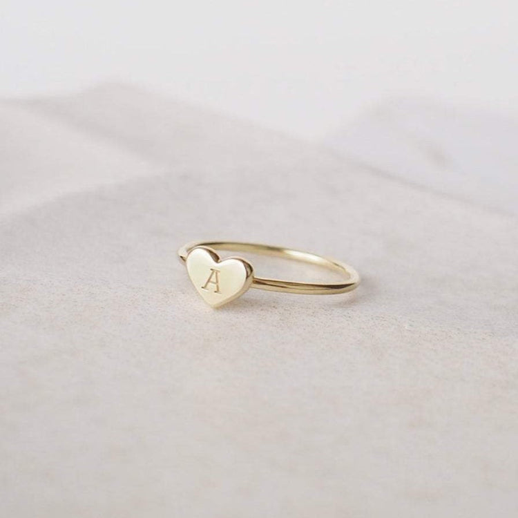 Bague Coeur Personnalisée Argent 925 Plaqué Or 18K