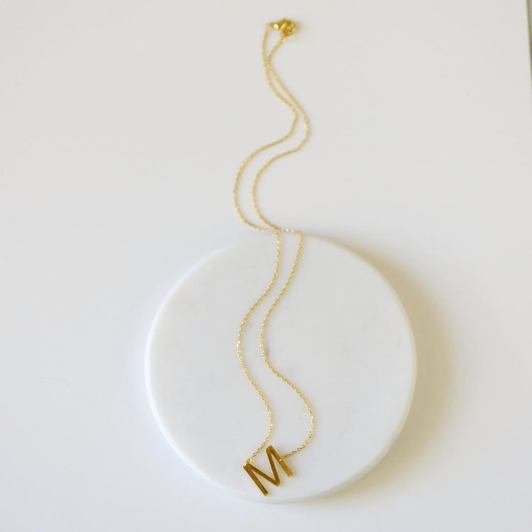 925 Sterling Silver Sideway Initial Necklace