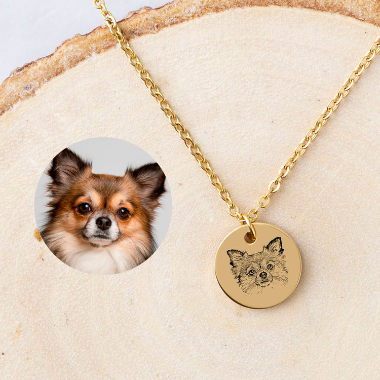 925 Sterling Silber personal isiertes Haustier Runde Foto gravierte Halskette Geschenk für Katzen liebhaber