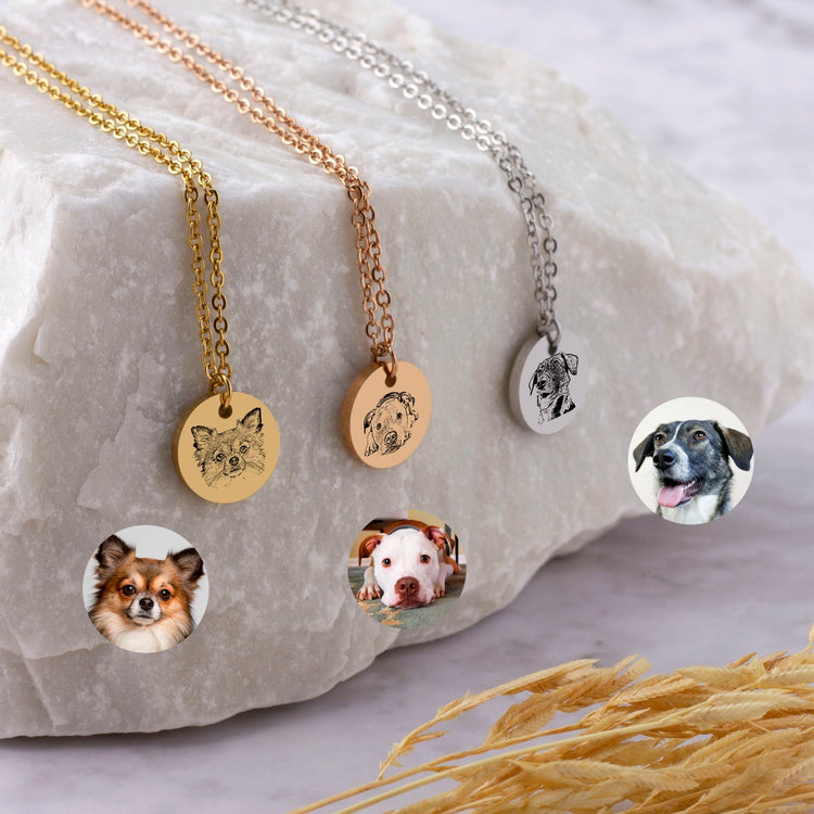 925 Sterling Silber personal isiertes Haustier Runde Foto gravierte Halskette Geschenk für Katzen liebhaber