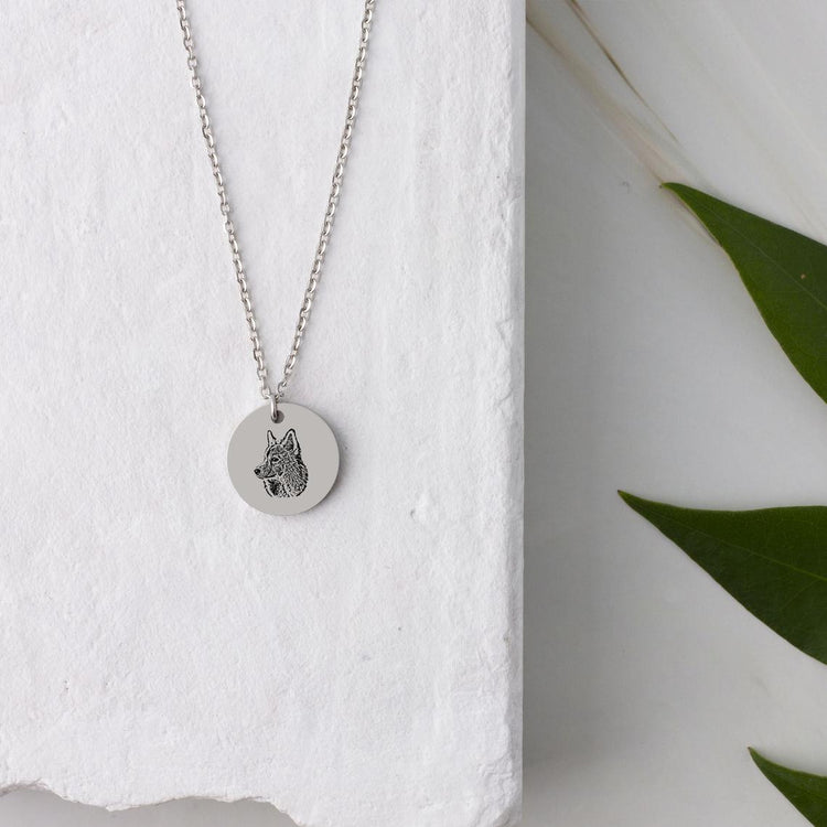 925 Sterling Silber personal isiertes Haustier Runde Foto gravierte Halskette Geschenk für Katzen liebhaber