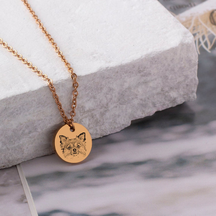925 Sterling Silber personal isiertes Haustier Runde Foto gravierte Halskette Geschenk für Katzen liebhaber