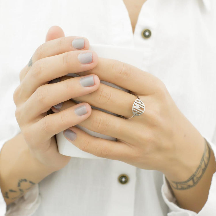 925 Sterling Silver Custom Monogram Ring