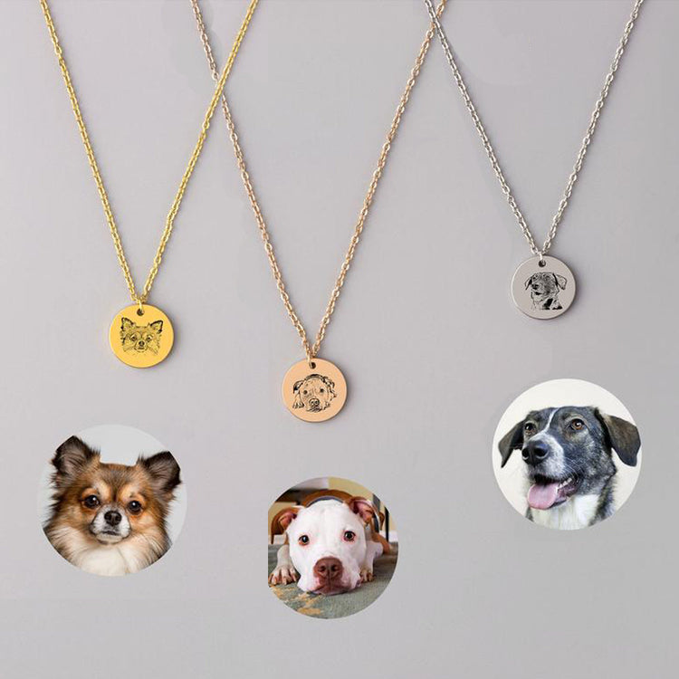 925 Sterling Silber personal isiertes Haustier Runde Foto gravierte Halskette Geschenk für Katzen liebhaber
