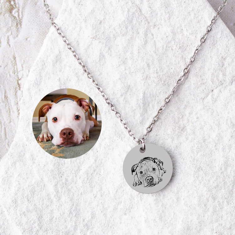 925 Sterling Silber personal isiertes Haustier Runde Foto gravierte Halskette Geschenk für Katzen liebhaber