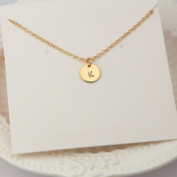 Collier cercle gravé initiale en argent sterling 925