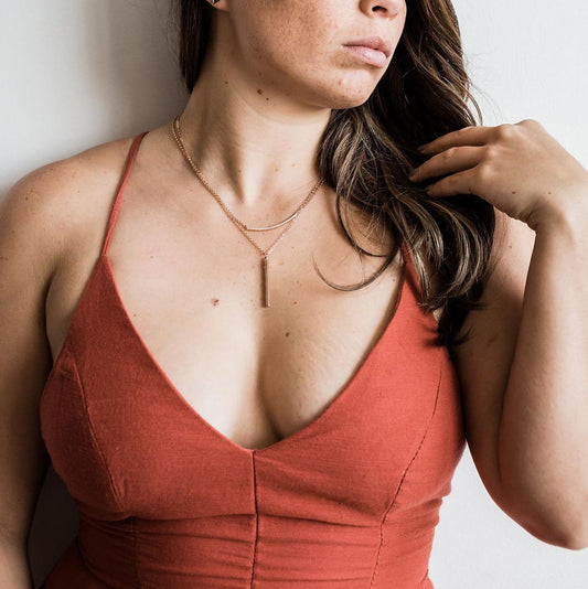 925 Sterling Silver 3D Engraved 4 Sided Vertical Pillar Bar Name Necklace