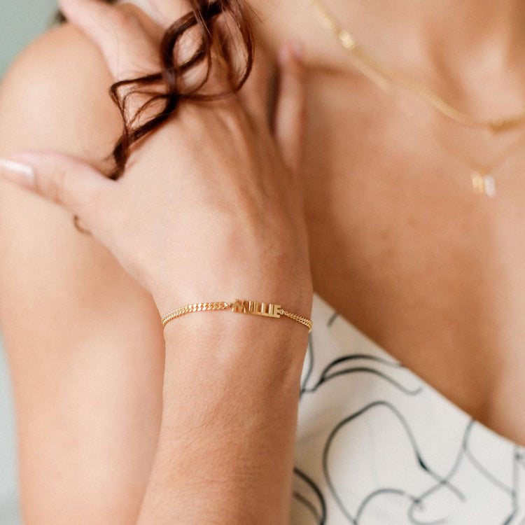 925 Sterling Silver Name Bracelet In Cuban Chain