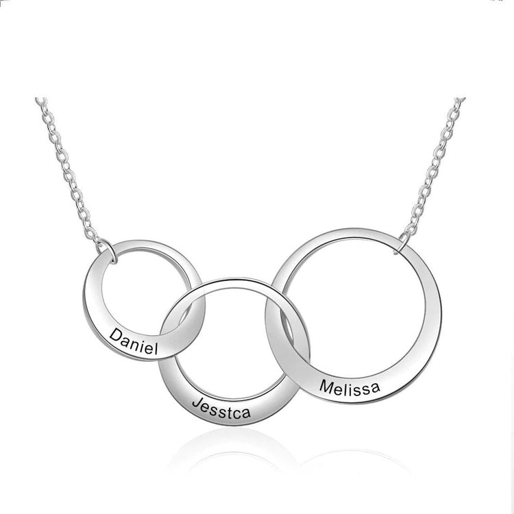 925 Sterling Silber Mutter und Kind Gravierte Kreis Halskette