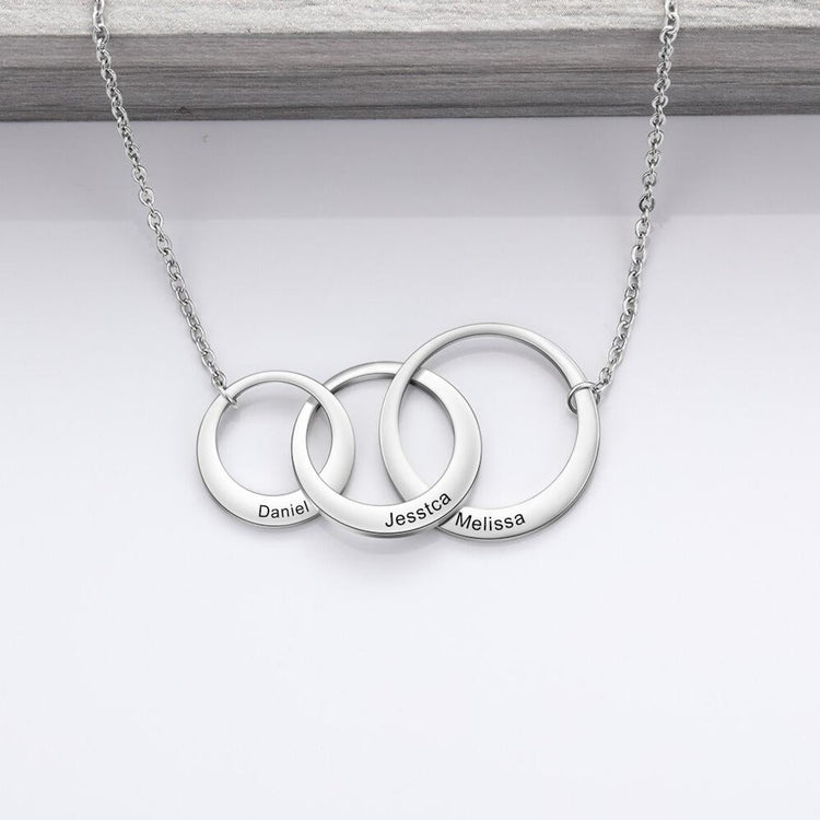 925 Sterling Silber Mutter und Kind Gravierte Kreis Halskette