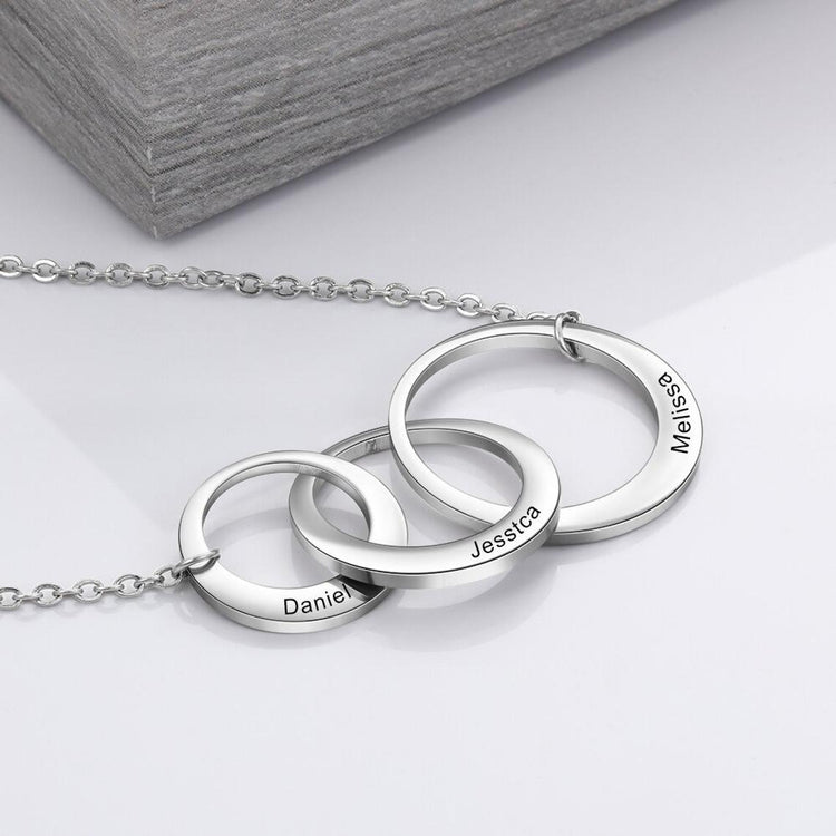 925 Sterling Silber Mutter und Kind Gravierte Kreis Halskette