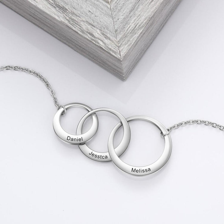 925 Sterling Silber Mutter und Kind Gravierte Kreis Halskette