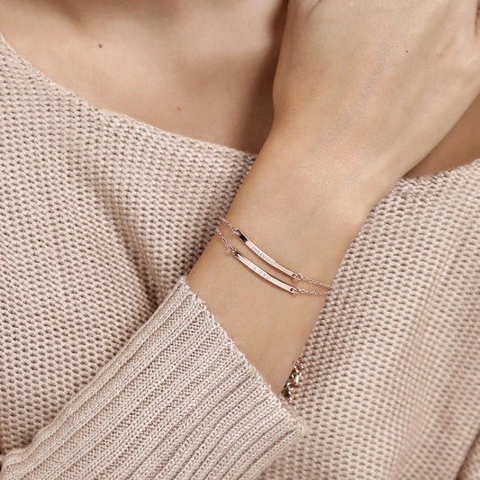 925 Sterling Silver Custom Bar Friendship Bracelet Coordinates Engraved Bracelets