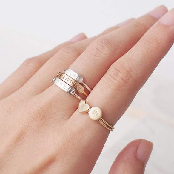 Bague Coeur Personnalisée Argent 925 Plaqué Or 18K