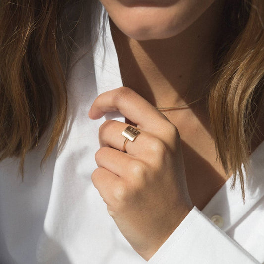 Bague en argent sterling 925 avec noms, dates, coordonnées et chiffres romains gravés
