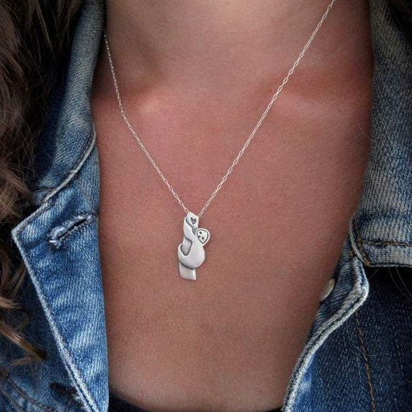 925 Sterling Silver Tree Sloth Necklace - Silver Sloth Pendant - onlyone
