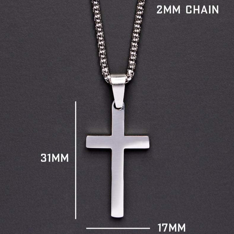 Stainless Steel Men's Silver Cross Pendant Necklace Father's Day Gift - onlyone