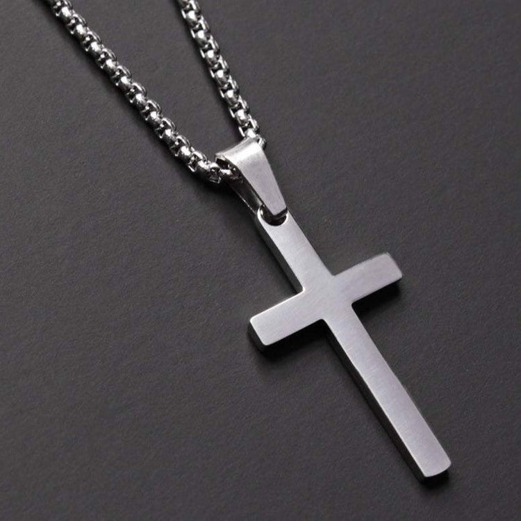 Stainless Steel Men's Silver Cross Pendant Necklace Father's Day Gift - onlyone
