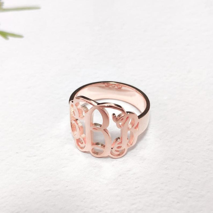 925 Sterling Silver Personalized Cut Out Monogram Ring - onlyone