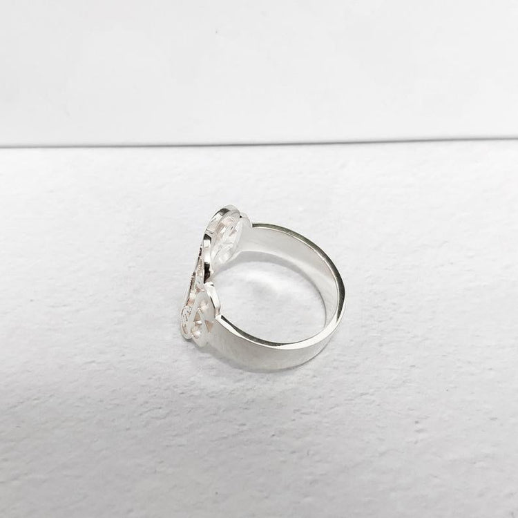 925 Sterling Silver Personalized Cut Out Monogram Ring - onlyone
