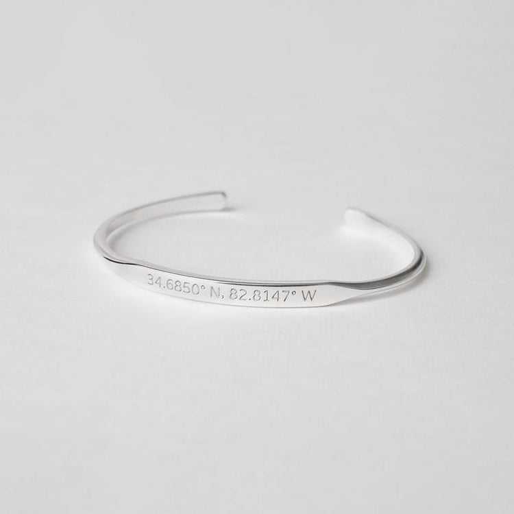 925 Sterling Silver Custom Coordinates Cuff