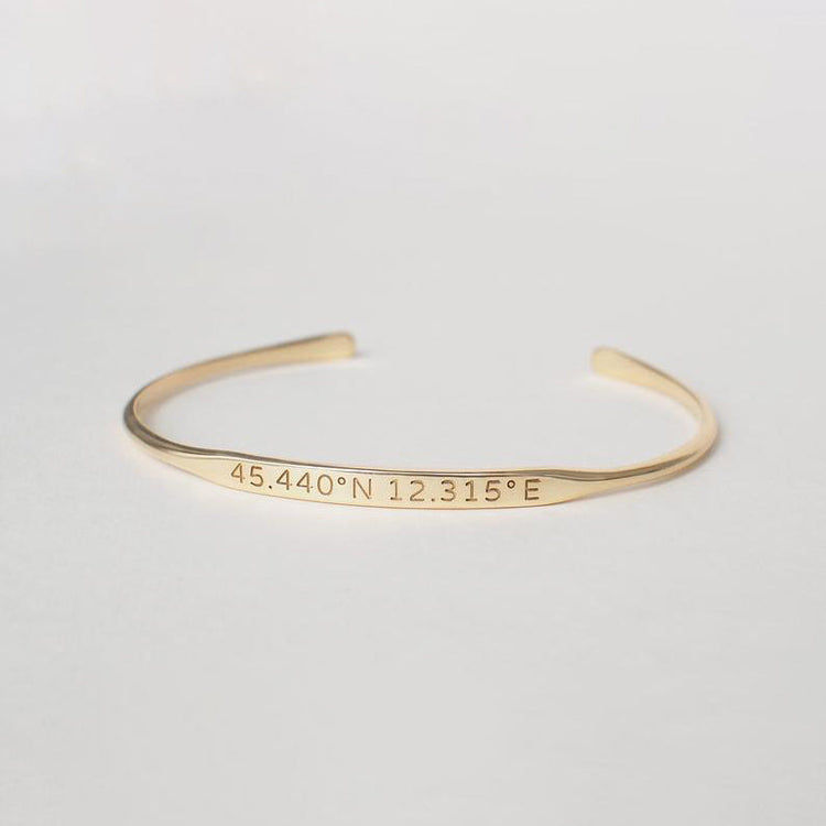 925 Sterling Silver Custom Coordinates Cuff