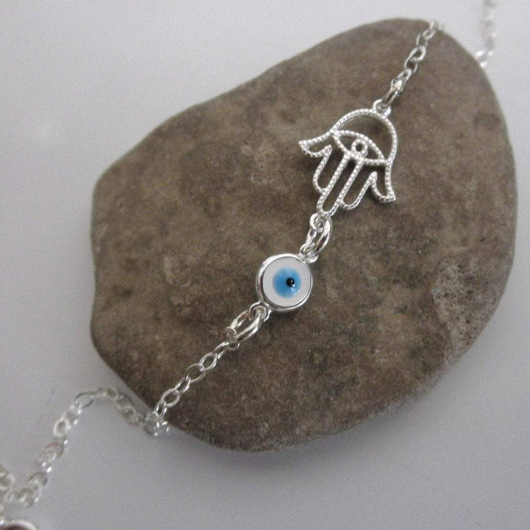 925 Sterling Silver Hamsa Hand Anklet - onlyone