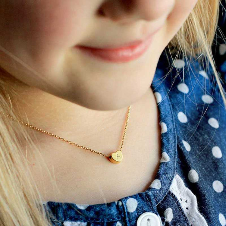 925 Sterling Silver Tiny Heart Initial Necklace Personalized Letter Pendant Necklace - onlyone