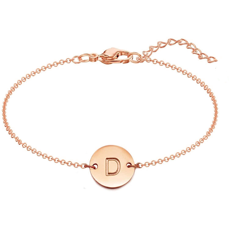 925 Sterling Silver Custom Initial Coin Bracelet