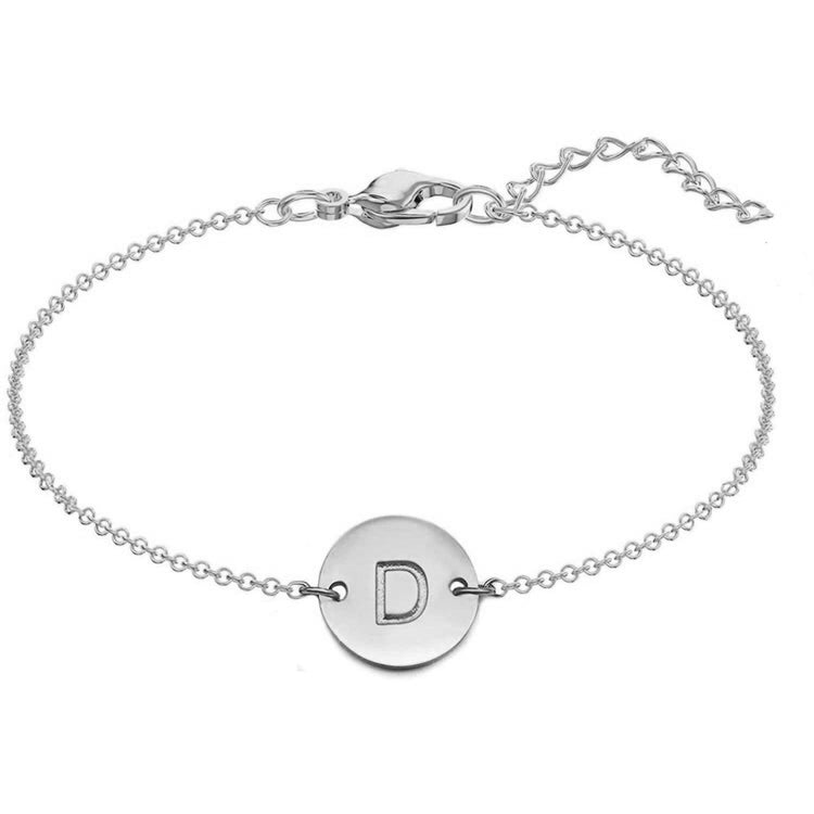 925 Sterling Silver Custom Initial Coin Bracelet