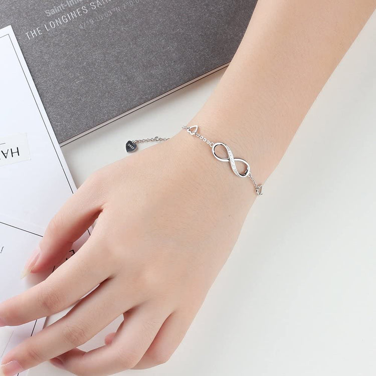 925 Sterling Silver Infinity Adjustable Anklet Bracelet