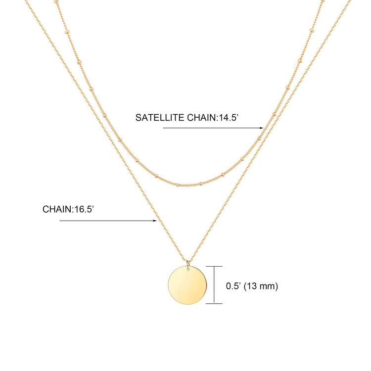 925 Sterling Silver Double Layerd Disc Initial Necklace