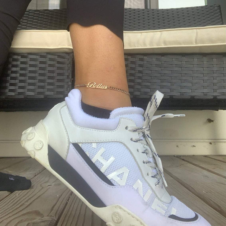 925 Sterling Silver Custome Name Anklet In Curb Link Chain