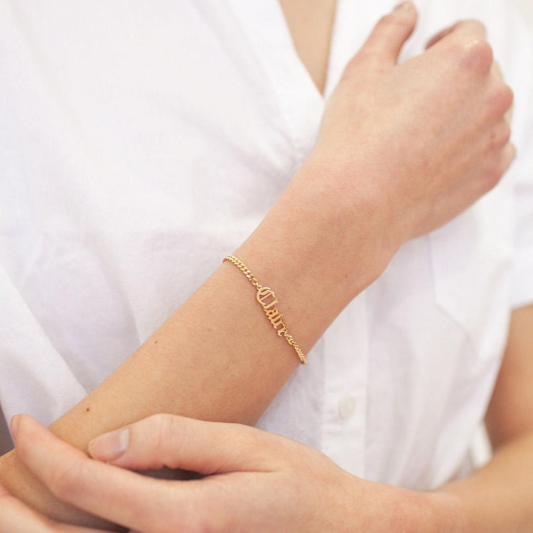 925 Sterling Silver Name Bracelet In Cuban Chain