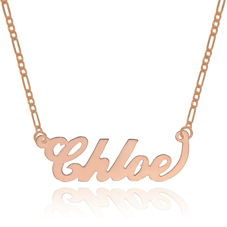 925 Sterling Silver Name Necklace In Figaro Chain