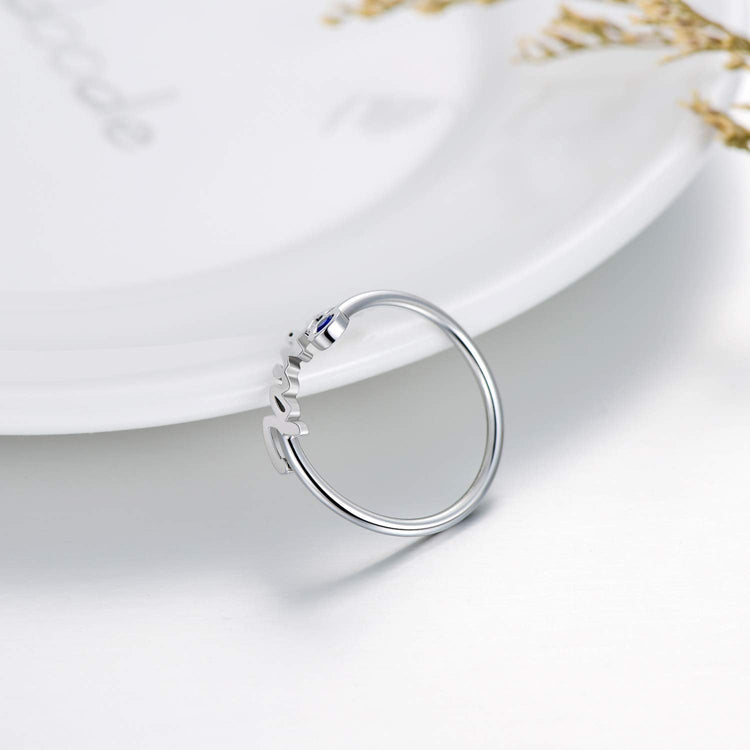 925 Sterling Silver Name Ring With Birthstone