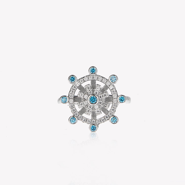 925 Sterling Silver Rotatable Cubic Diamond Snowflake Ring Adjustable Ring - onlyone