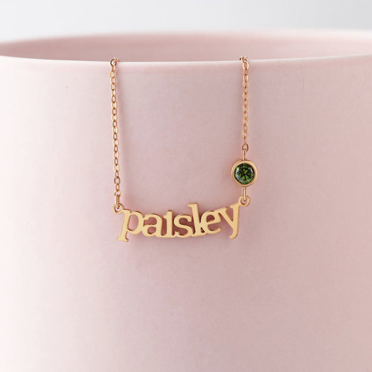 925 Sterling Silver Personalized Name Necklace With Birthstone