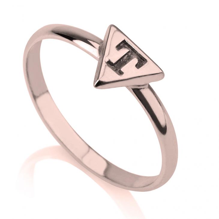 925 Sterling Silver Personalized Triangle Engraved Ring - onlyone