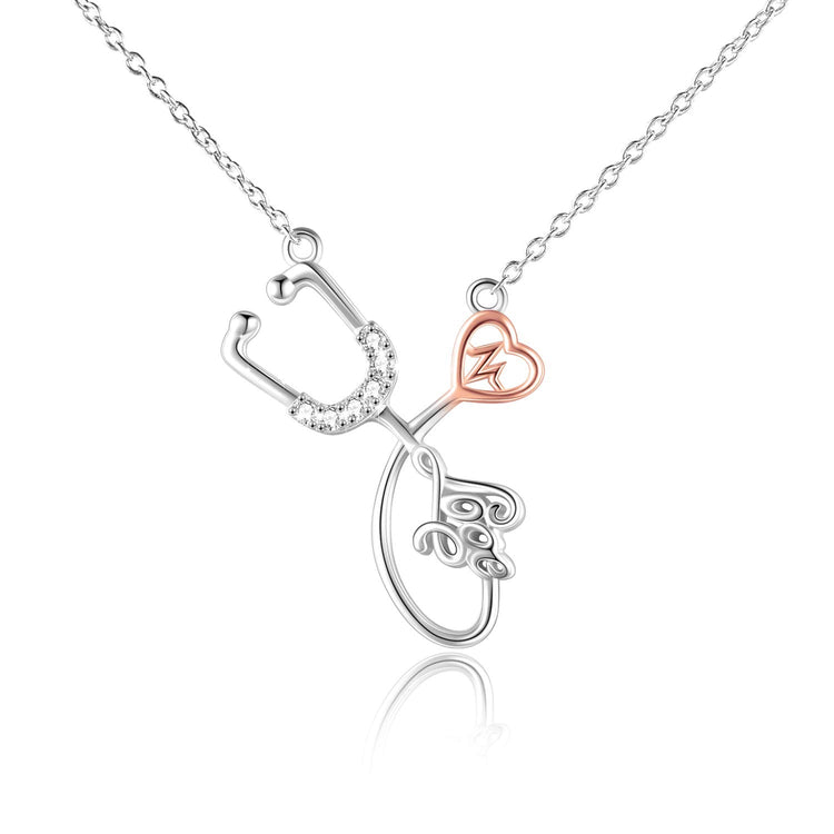 925 Sterling Silver Stethoscope Necklace