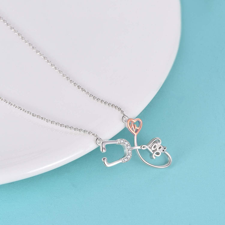 925 Sterling Silver Stethoscope Necklace