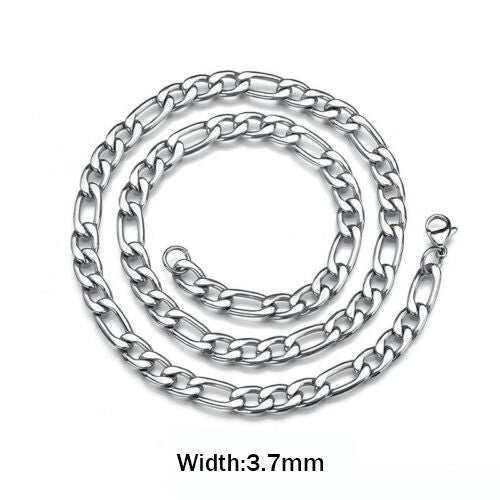 Collier chaîne en or 3,7 mm pour homme en argent sterling 925 Collier chaîne à maillons figaro, cadeau pour lui