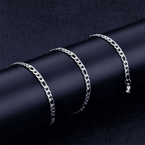 Collier chaîne en or 3,7 mm pour homme en argent sterling 925 Collier chaîne à maillons figaro, cadeau pour lui