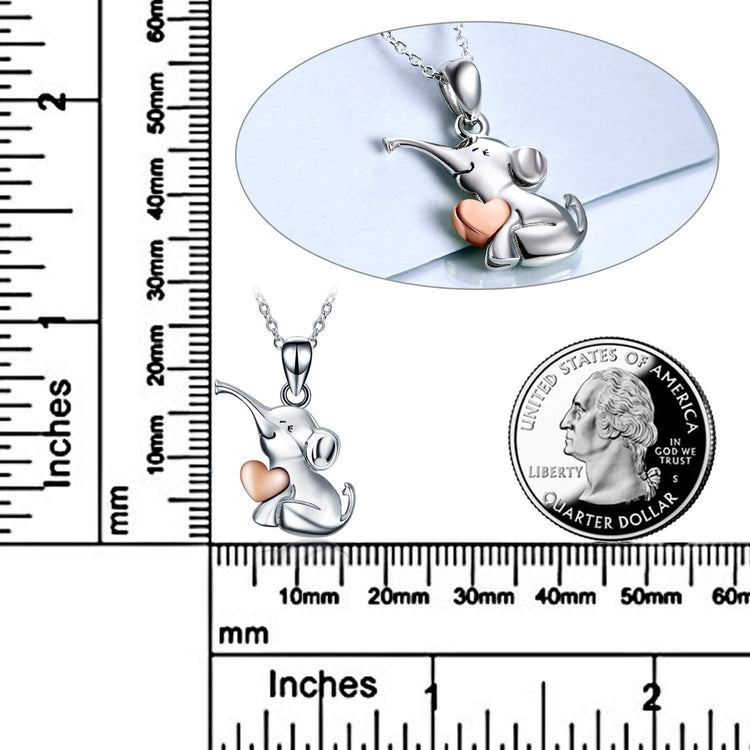 925 Sterling Silver Cute Animal Holds Heart Necklace
