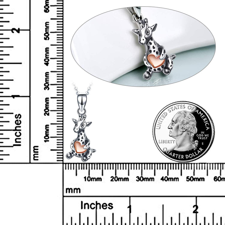925 Sterling Silver Cute Animal Holds Heart Necklace