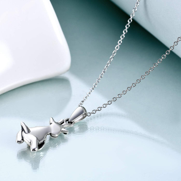 925 Sterling Silver Cute Animal Holds Heart Necklace