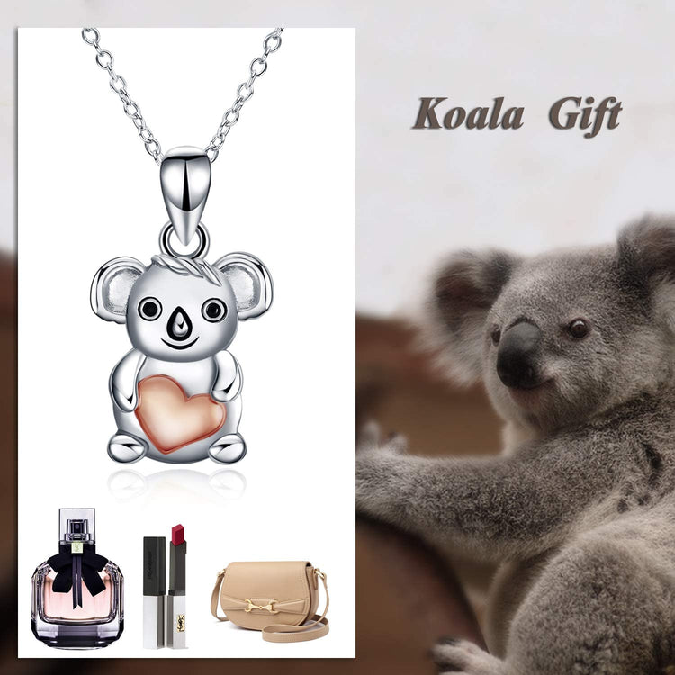 925 Sterling Silver Cute Animal Holds Heart Necklace