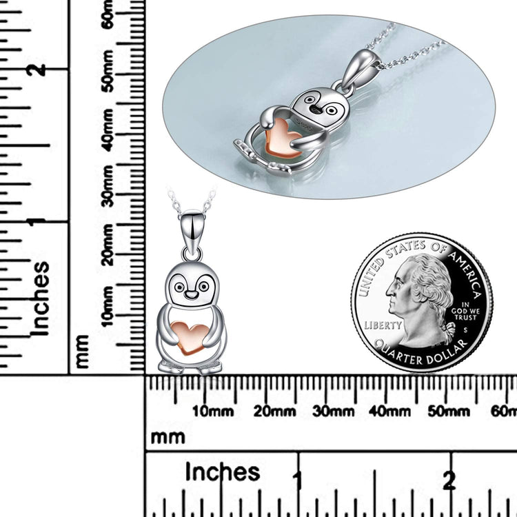 925 Sterling Silver Cute Animal Holds Heart Necklace